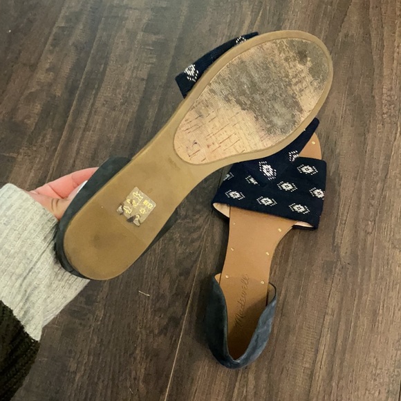Madewell Thea Sandals Navy Blue Woven Flats. Sz 8 - Picture 7 of 7
